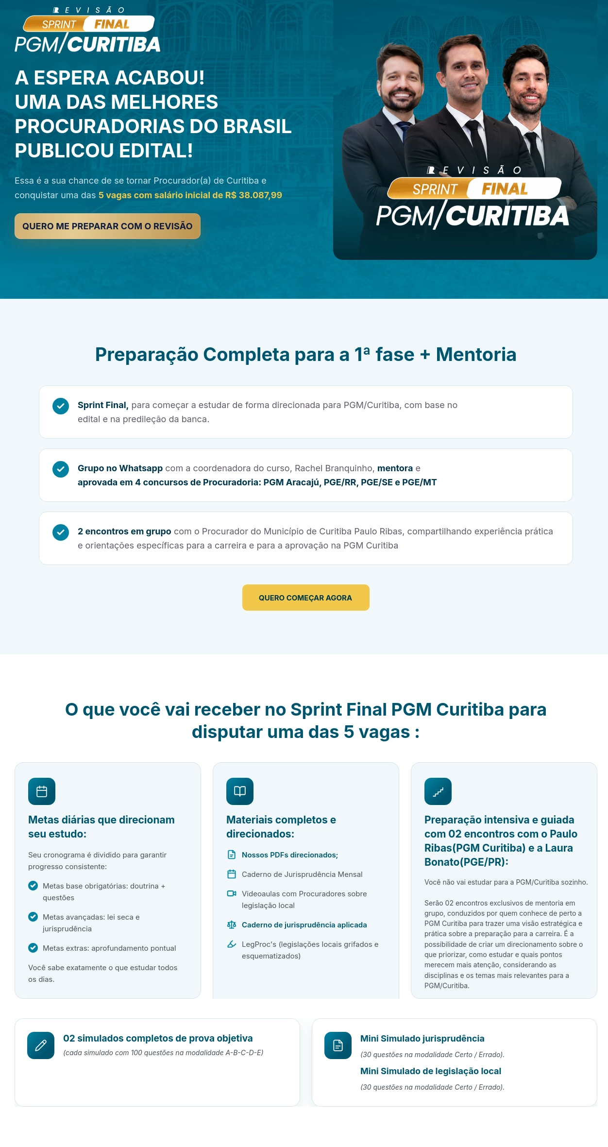 Conteúdo do curso PGM | Curitiba - Pós-edital | Sprint Final - Procurador da Procuradoria Geral do Município de Curitiba [2026.2] Revisão