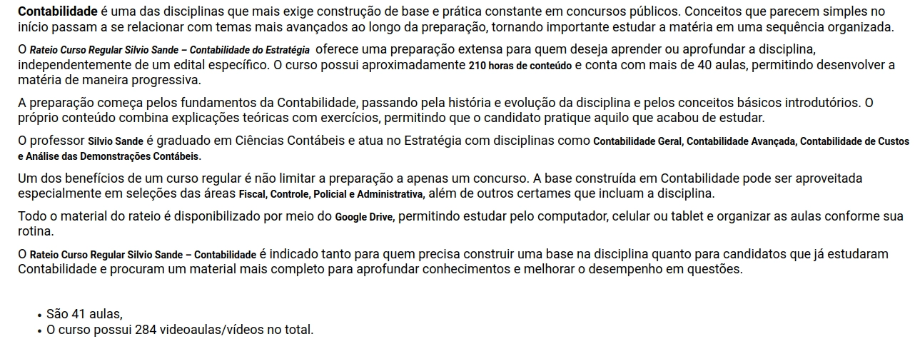 Conteúdo do curso Contabilidade | Silvio Sande [2026.2] Estrategia