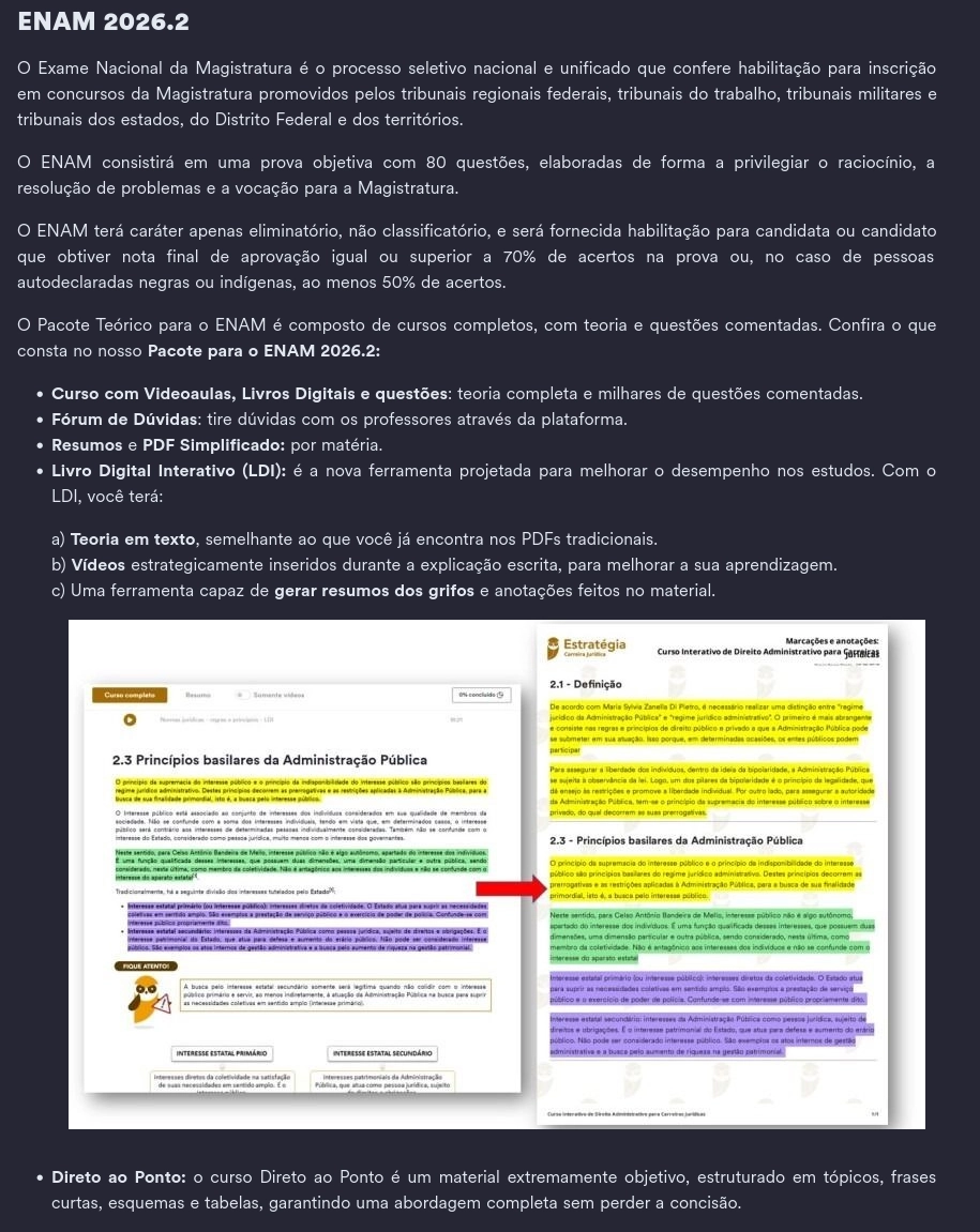 Conteúdo do curso ENAM - Pós Edital | Exame Nacional do Ensino Médio [2026.2] Estrategia