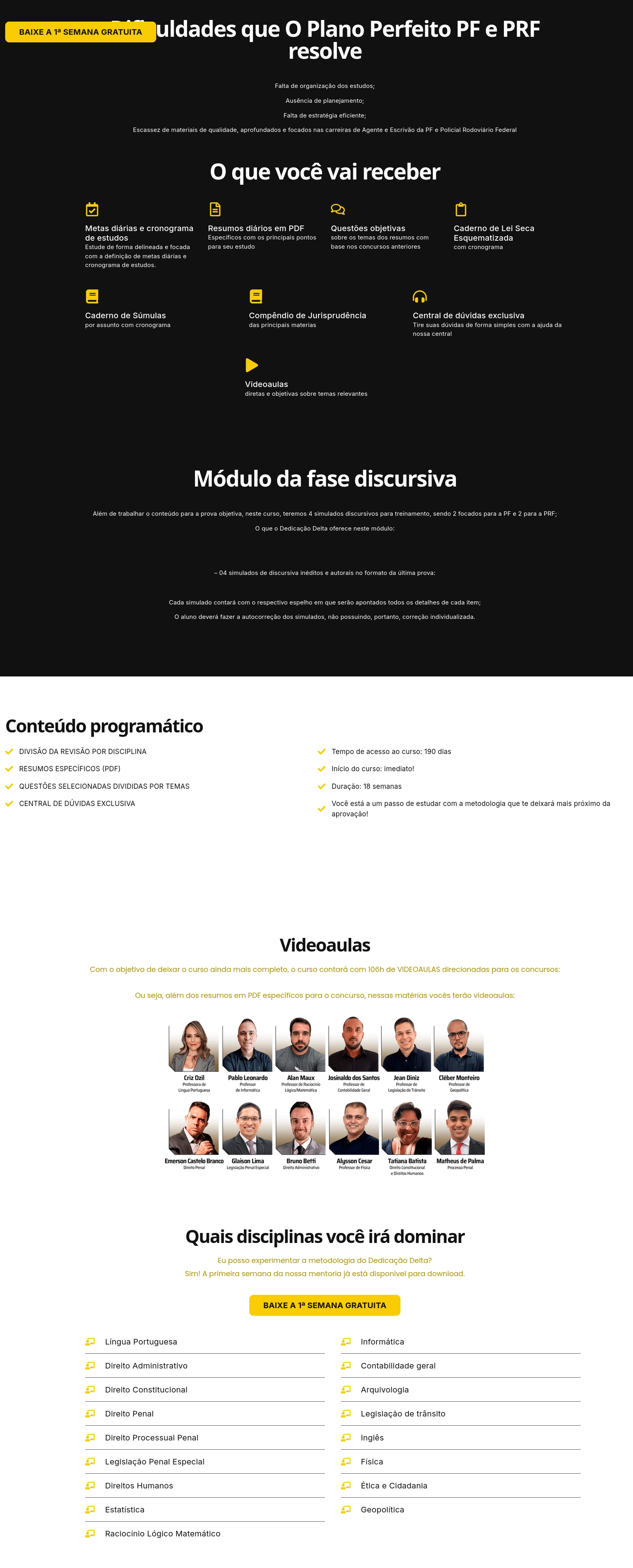 Conteúdo do curso PF PRF | Plano Perfeito para Polícia Federal e Polícia Rodoviária Federal [2026] Dedicação