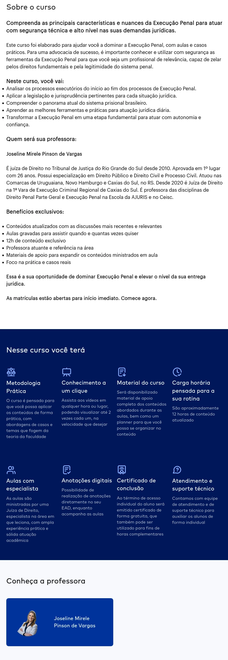 Conteúdo do curso Prática na Execução Penal [2026.2] CEISC